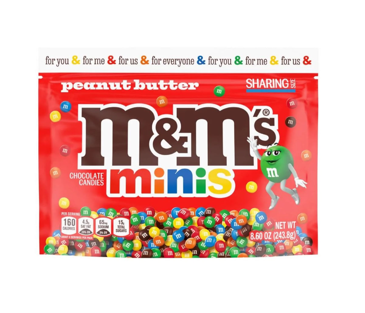 M&M SUPER RARE Share Size Chocolate Candies Selection | MIX & MATCH FLAVOURS | American 209g - 253g Bags Snack Candy - M&M Peanut Butter Mini’s 243g