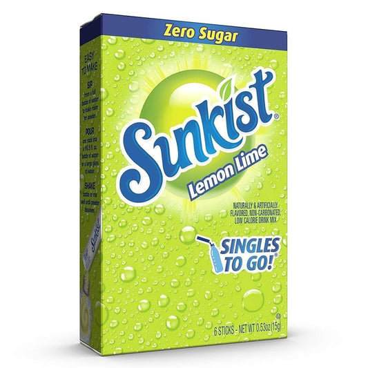 Sunkist Lemon Lime Zero Sugar Drink Mix 6 Sachets (USA)