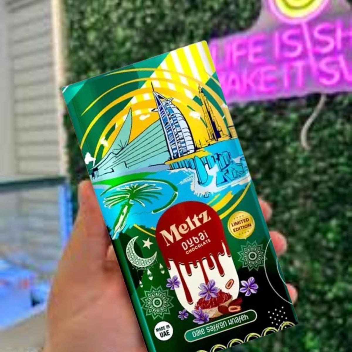 Meltz Dubai Chocolate Saffron Flavour 192g HUGE BAR